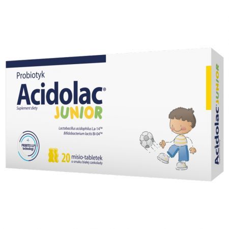 Acidolac Junior, misio-tabletki o smaku białej czekolady, 20 szt.
