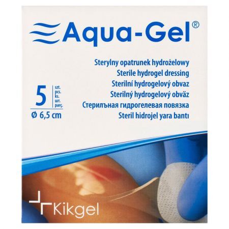 Aqua-Gel, opatrunek hydrożelowy, średnica 6,5 cm, 5 szt