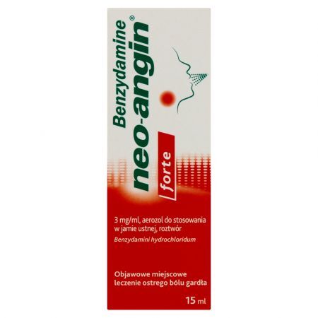 Benzydamine neo-angin forte 3 mg/ ml, aerozol do stosowania w jamie ustnej, 15 ml