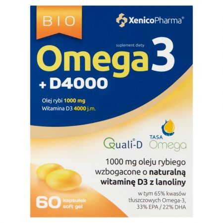 Bio Omega3 D4000, kaps.miękkie, 60 szt