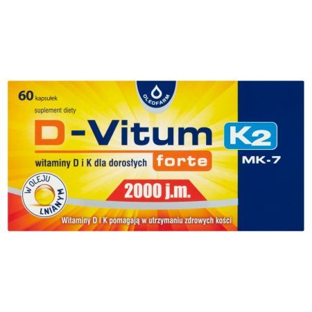 D-Vitum Forte 2000 j.m.+ K2, kapsułki, 60 szt.