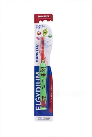 Elgydium Kids Monster, szczoteczka do zębów dla dzieci (2-6 lat), 1 szt.