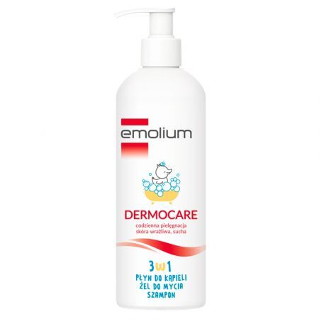 Emolium Dermocare 3w1, płyn do kąpieli, żel do mycia i szampon, 400 ml