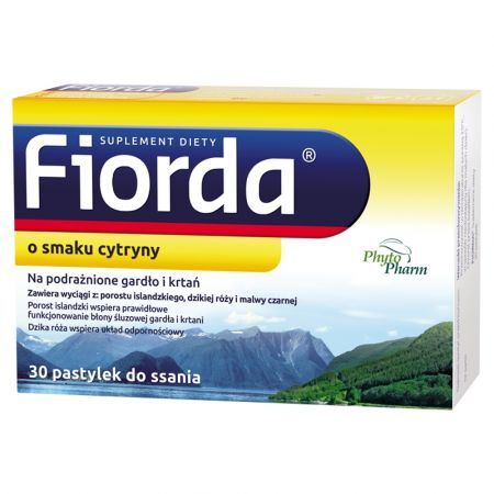 Fiorda, pastylki do ssania o smaku cytrynowym, 30 szt.
