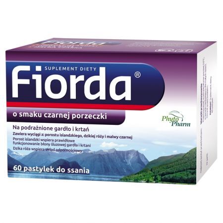 Fiorda, pastylki do ssania o smaku czarnej porzeczki, 60 szt.