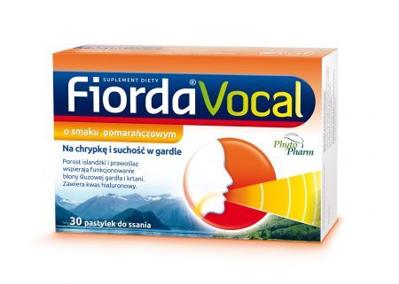 Fiorda Vocal, pastylki do ssania o smaku pomarańczowym, 30 szt.