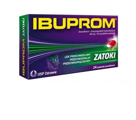 Ibuprom Zatoki 200 mg + 30 mg, tabletki powlekane, 24 szt.