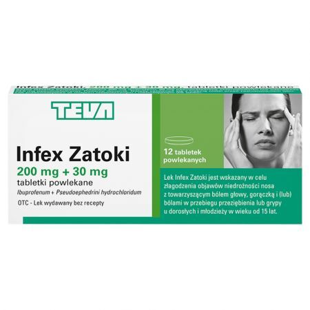 Infex Zatoki 200 mg + 30 mg, tabletki powlekane, 12 szt.