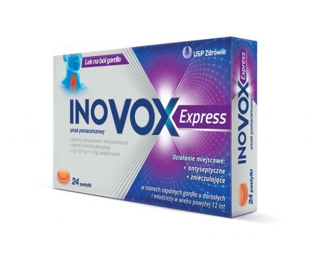 Inovox Express, pastylki do ssania o smaku pomarańczowym, 24 szt.