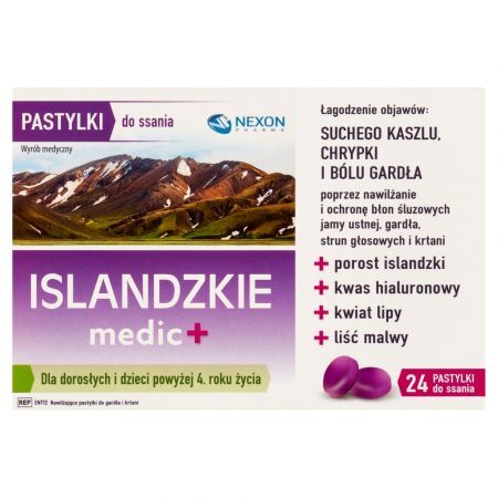 Islandzkie medic+, pastylki do ssania, 24 szt.
