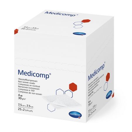 Kompresy jałowe Medicomp, 7,5 cm x 7,5 cm, 2 x 25 szt.