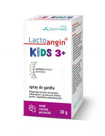 Lactoangin Kids 3+, spray do gardła o smaku czarnej porzeczki, 30 g