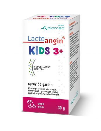 Lactoanging Kids 3+, spray do gardła o smaku wiśni, 30 g