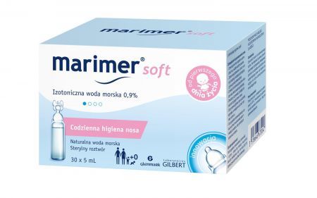 Marimer Soft 0,9 %, izotoniczna woda morska, 30 ampułek po 5 ml