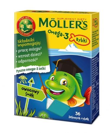 Moller's Omega-3 Rybki, żelki o smaku owocowym, 36 szt.