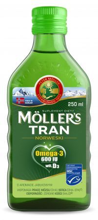 Moller's Tran Norweski, płyn o aromacie jabłkowym, 250 ml