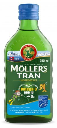 Moller's Tran Norweski, płyn o aromacie owocowym, 250 ml