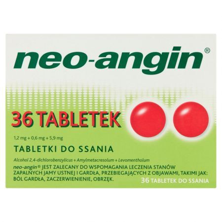 Neo-Angin, pastylki do ssania z cukrem, 36 szt.