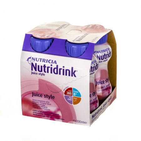 Nutridrink Juice Style, płyn o smaku truskawkowym, 4 x 125 ml