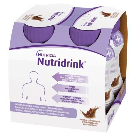 Nutridrink, płyn o smaku czekoladowym, 4 x 125 ml