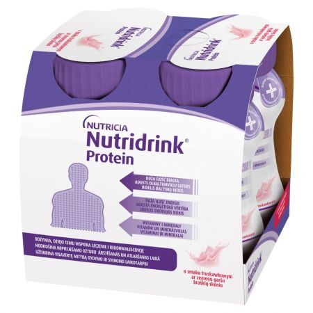 Nutridrink Protein, płyn o smaku truskawkowym, 4 x 125 ml