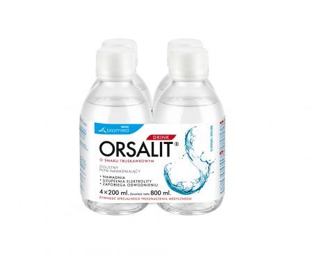 Orsalit drink, płyn o smaku truskawkowym, 4 x 200 ml