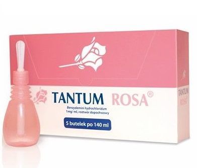Tantum Rosa, roztwór dopochwowy, 5 butelek po 140 ml