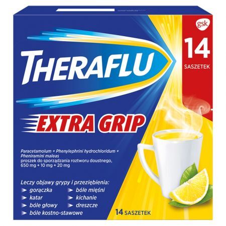 Theraflu Extra Grip, proszek do sporządzenia roztworu doustnego, 14 saszetek
