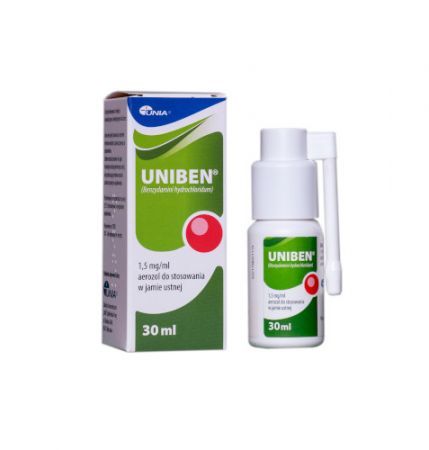 Uniben 1,5 mg/ml, aerozol do stosowania w jamie ustnej, 30 ml